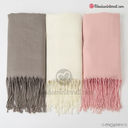 Pashmina piedra, rosa té y marfil 