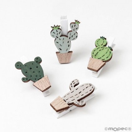 Pinza madera Cactus