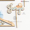 Cake Topper bebé nombre celeste