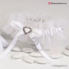 Liga Novia Puntilla Blanca broche strass corazón