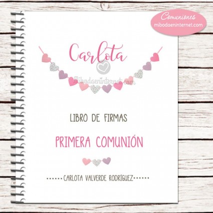 Libro Firmas Primera Comunión niña Guirnalda