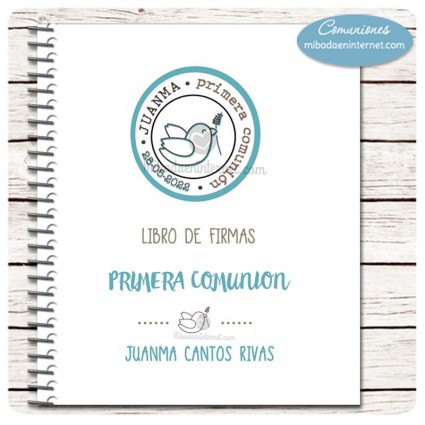 Libro Firmas Primera Comunión niño Paloma