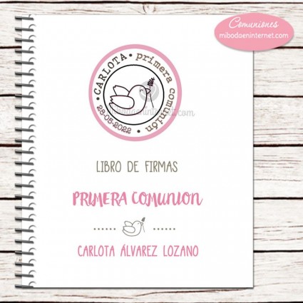 Libro Firmas Primera Comunión niña Paloma