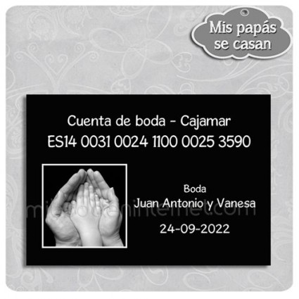 Tarjeta de Datos Boda papas con hijo/a