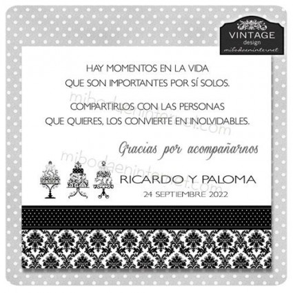 Tarjeta Agradecimiento Boda Cakes