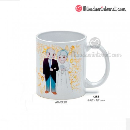 Taza Bodas Oro personalizada con caja regalo