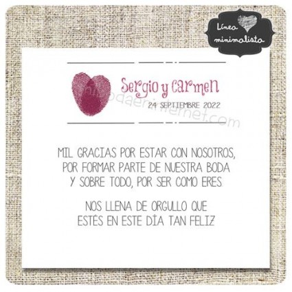 Tarjeta Agradecimiento Boda Modelo Huellas