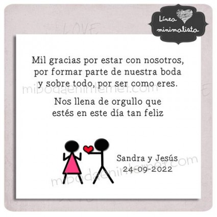 Tarjeta Agradecimiento Boda Love