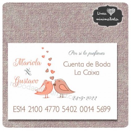 Tarjeta de Datos Affinity cuenta de boda