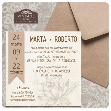 Invitación Boda Leyenda Cuadrada