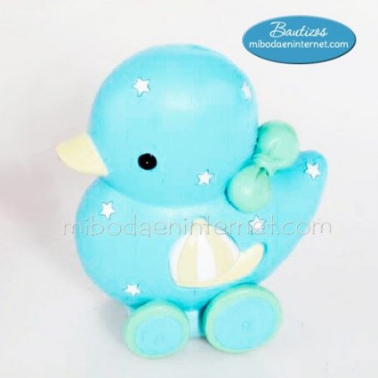 Figura Pastel Patito celeste hucha