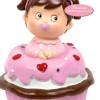 Figura Pastel Niña Cupcake rosa hucha