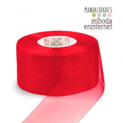 Cinta Organza Roja 25 mm