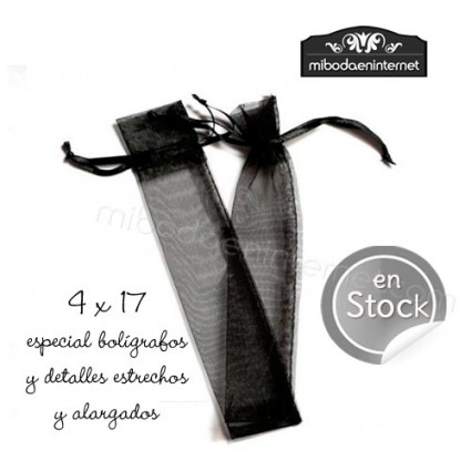 Bolsa Organza 4 x 17 negra (boligrafos, navajas...)