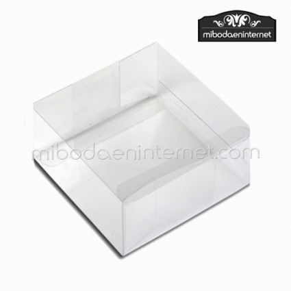 Caja transparente acetato 5x5x3 cms cuadrada y poco alta