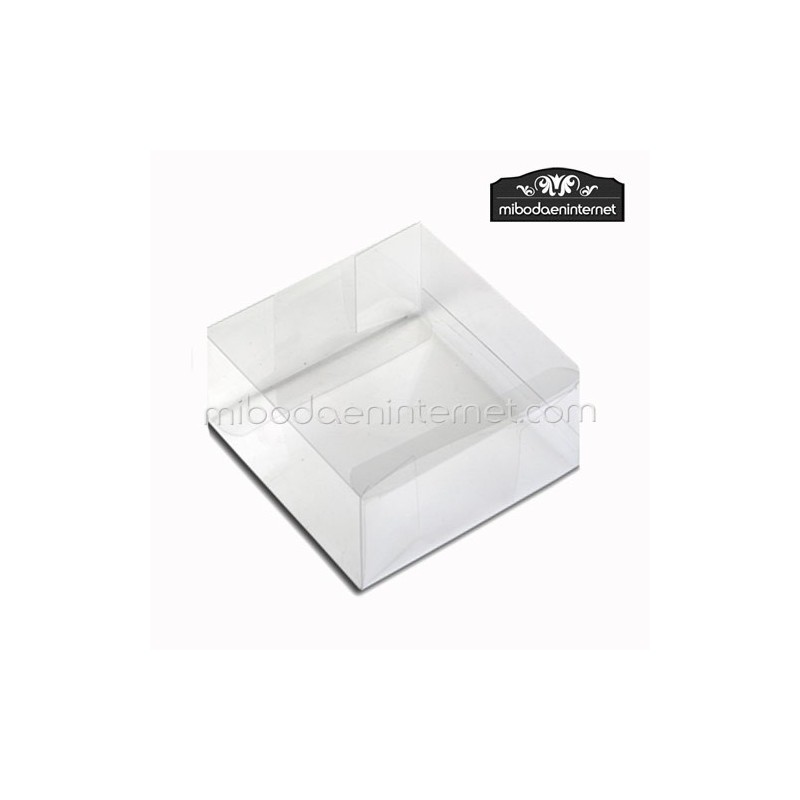 Caja cuadrada Kraft con ventanas transparente, Caja con acetato