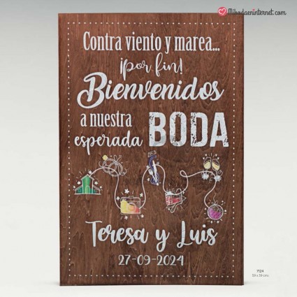 Cartel Bienvenida Boda de Madera Recorrido