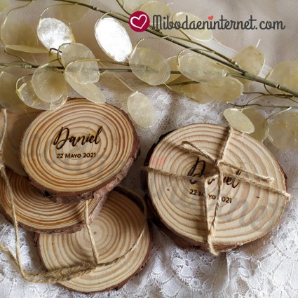 Posavasos Madera Rodaja personalizado con Láser