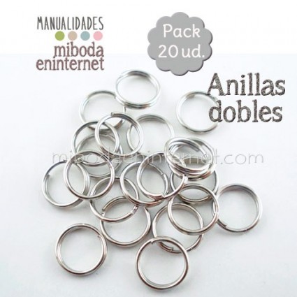 Anilla metal plata mate abierta doble 07 mm Pack 20 ud