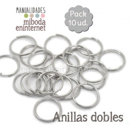 Anilla metal plata mate abierta doble 14 mm Pack 10 ud