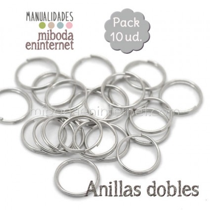 Anilla metal plata doble 12 mm Pack 10 ud