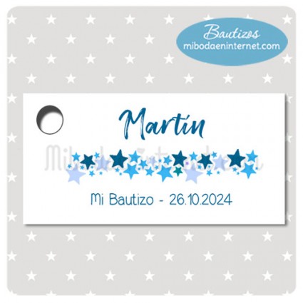 Etiqueta Bautizo Estrellitas azules