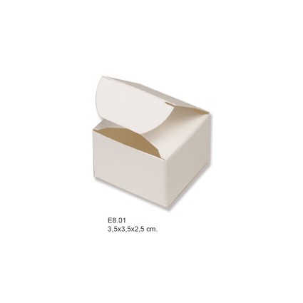 Caja cuadrada blanca apertura superior 3.5 x 3.5 x 2.5 cm
