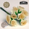 Flor Rosa Beige organza y arpillera pomo de 8