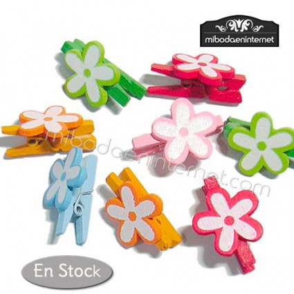 Mini Pinza madera con Flor 50ud