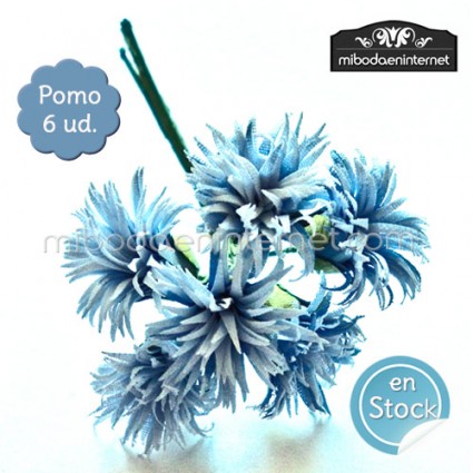 Flor Aster azul hebritas pomo 6 ud