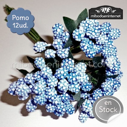 Flor azul bolitas pomo 12ud