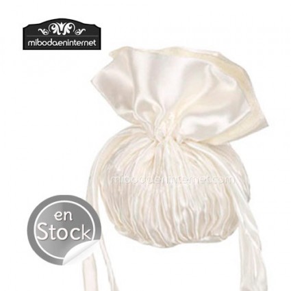 Bolsa Novia Raso Beige Blanco Roto