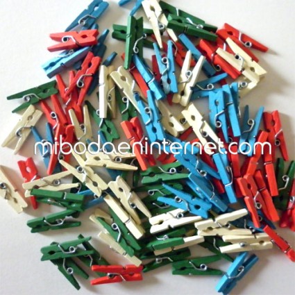 Mini Pinza madera colores surtidos 50ud