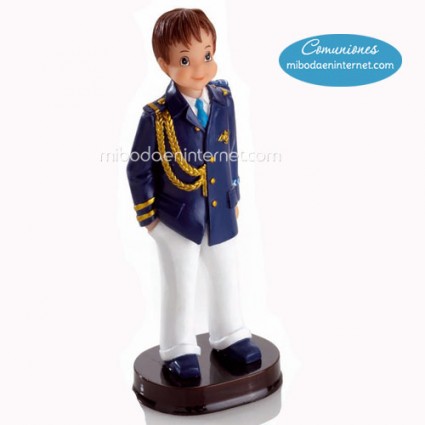 Figura Pastel Niño Comunión Almirante Chaqueta Azul 15 cms