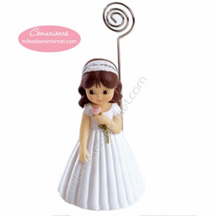 Sujeta-Tarjetas Niña Comunión Rosa 9 cms