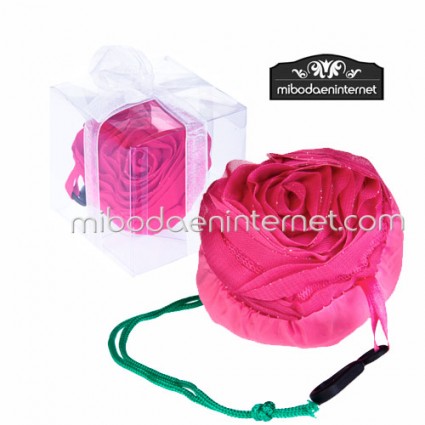 Bolsa plegable Flor Rosa con cajita y lazo