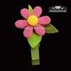 Pinza Madera Fieltro Flor Rosa