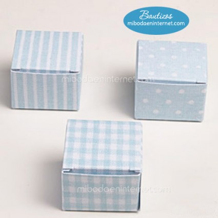 Caja Cubo celeste estampada