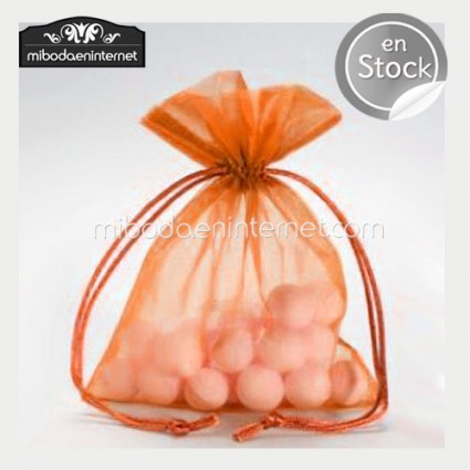 Bolsa Organza 10x12 NARANJA cola ratón