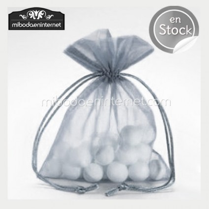 Bolsa Organza 10x12 PLATA cola ratón