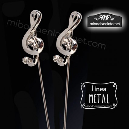 Metal plata Alfiler Novia Clave de Sol