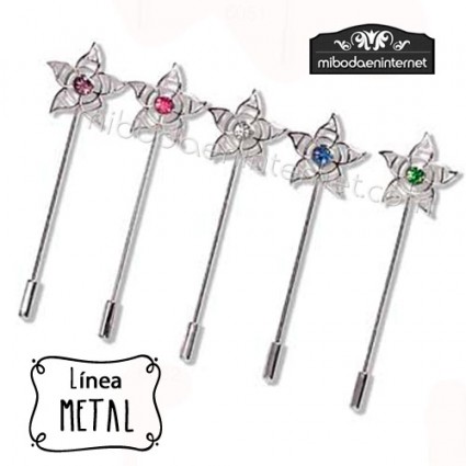 Metal Plateado Alfiler Novia Estrella con piedra surtido