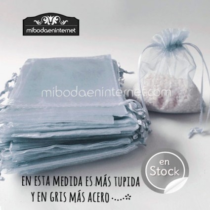 Bolsa Organza 09x15 PLATA ACERO