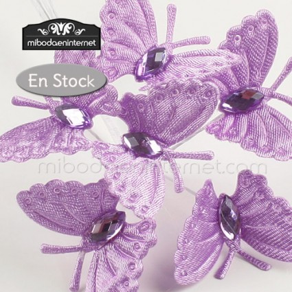 Pack 6 picks mariposa lila con gema tallada
