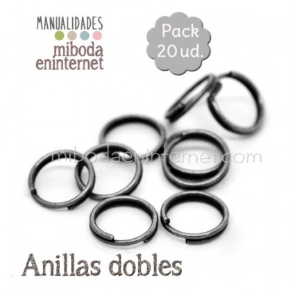 Anilla metal negra abierta doble 06 mm Pack 20 ud