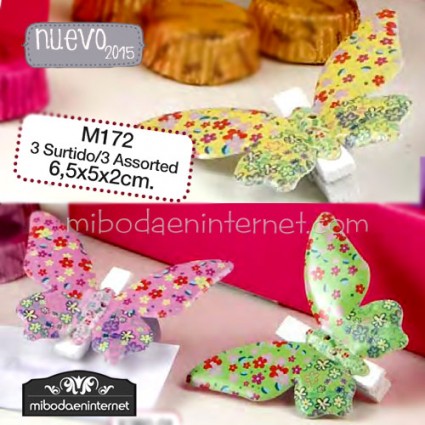 Pinzas Mariposas Multicolor Metal
