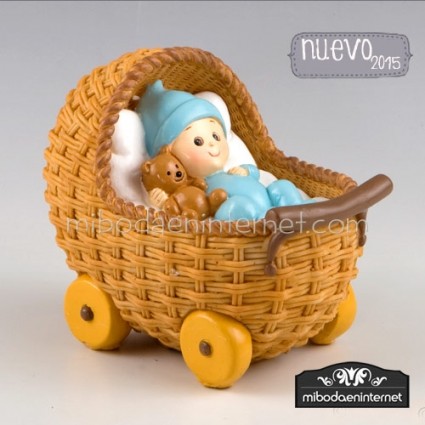 Figura pastel hucha Cochecito Azul