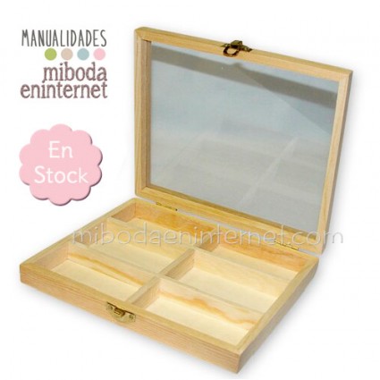 Caja madera 6 espacios manualidades