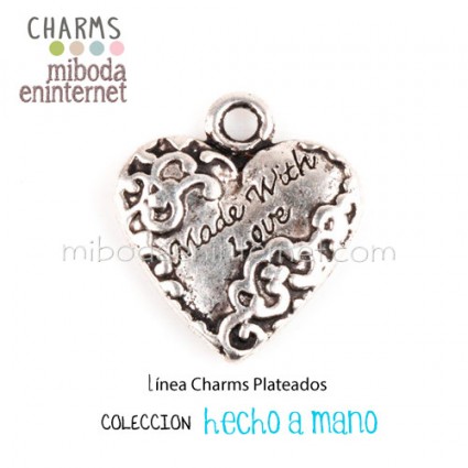 Charm Corazon plata Made with Love 19x17mm