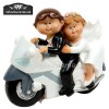 Figura Pastel Novios Mouflins en moto